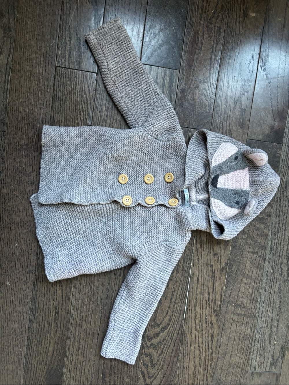 Baby Boden Woodland Animal Hooded Knit Cardigan Sweater Coat 18-24M